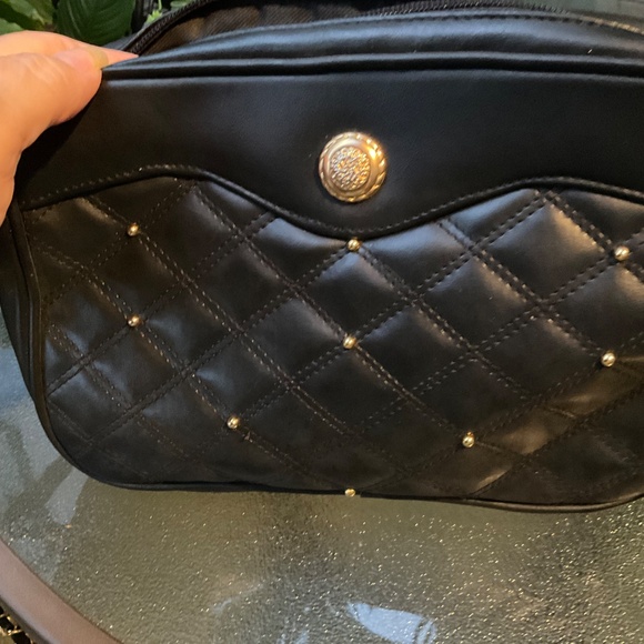 VTG Daniella Leather Quilted Beaded Purse With Gold/Leather Chain - Picture 2 of 6